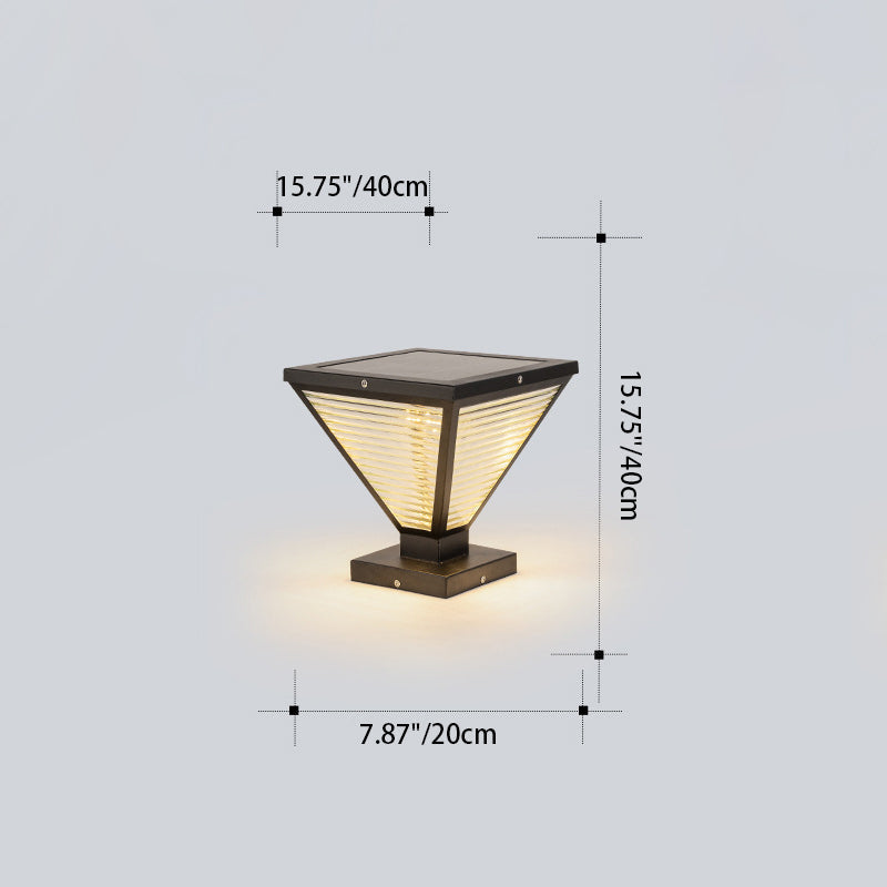 Modern Minimalist Solar Waterproof Square Prismatic Stainless Steel Glass LED Außenleuchte Für Patio | Brehn