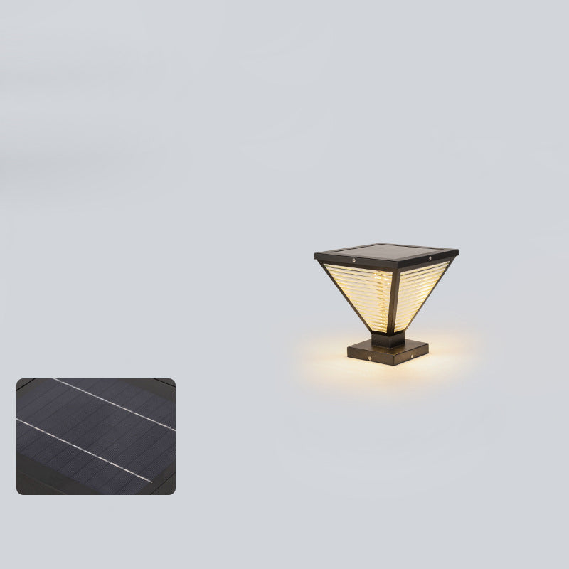 Modern Minimalist Solar Waterproof Square Prismatic Stainless Steel Glass LED Außenleuchte Für Patio | Brehn