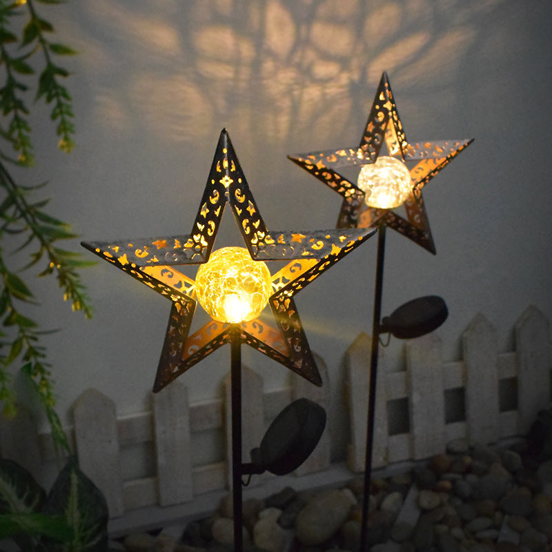 Moderne Art Deco Solar wasserdichter Erdstecker Stern Sonne Mond Eisen Glas LED Außenleuchte für Garten | Brehn