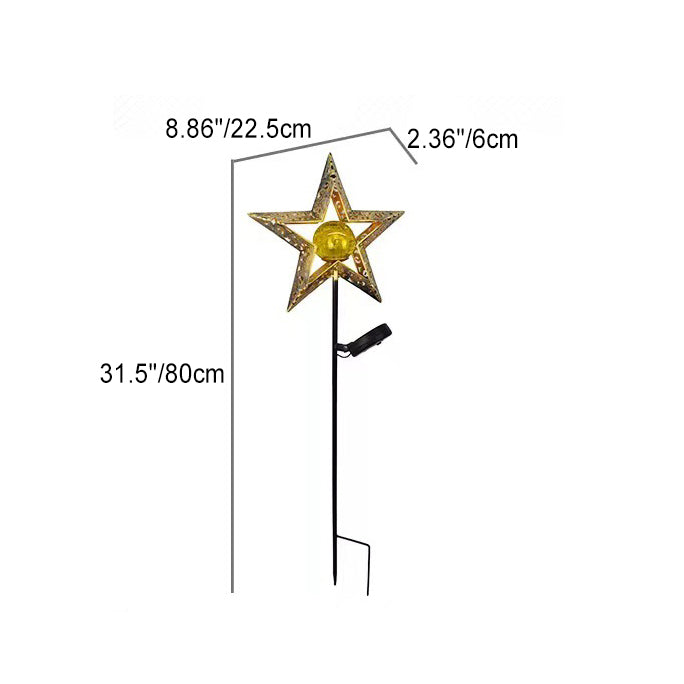 Moderne Art Deco Solar wasserdichter Erdstecker Stern Sonne Mond Eisen Glas LED Außenleuchte für Garten | Brehn