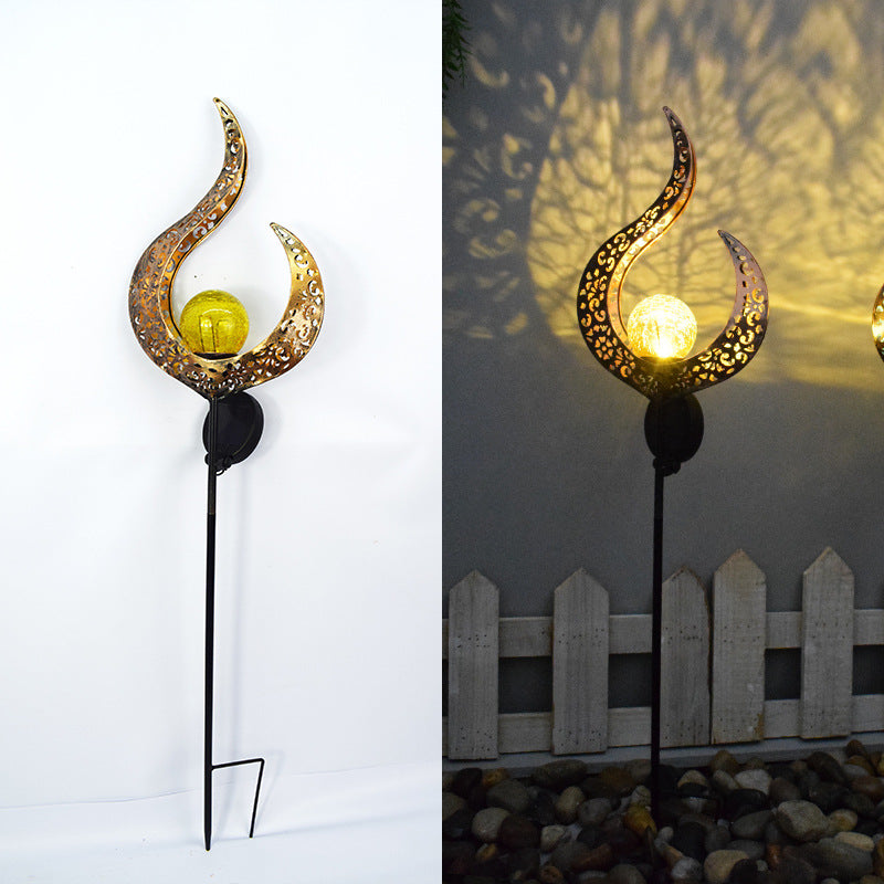 Moderne Art Deco Solar wasserdichter Erdstecker Stern Sonne Mond Eisen Glas LED Außenleuchte für Garten | Brehn