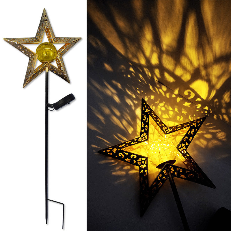 Moderne Art Deco Solar wasserdichter Erdstecker Stern Sonne Mond Eisen Glas LED Außenleuchte für Garten | Brehn