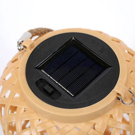 Moderne Art Deco Solar Wasserdicht Imitation Rattan Gewebte Laterne Zylindrische Kunststoff LED Außenlicht Für Garten | Brehn