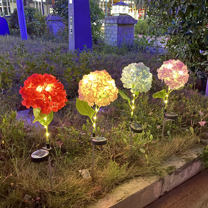 Zeitgenössische kreative solarbetriebenen wasserdichte Hortensie runde PVC Edelstahl LED Außenleuchte für den Garten | Brehn