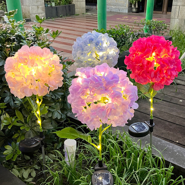 Zeitgenössische kreative solarbetriebenen wasserdichte Hortensie runde PVC Edelstahl LED Außenleuchte für den Garten | Brehn