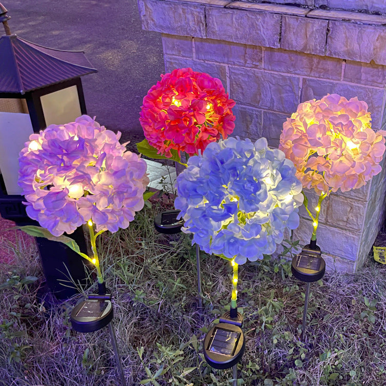 Zeitgenössische kreative solarbetriebenen wasserdichte Hortensie runde PVC Edelstahl LED Außenleuchte für den Garten | Brehn