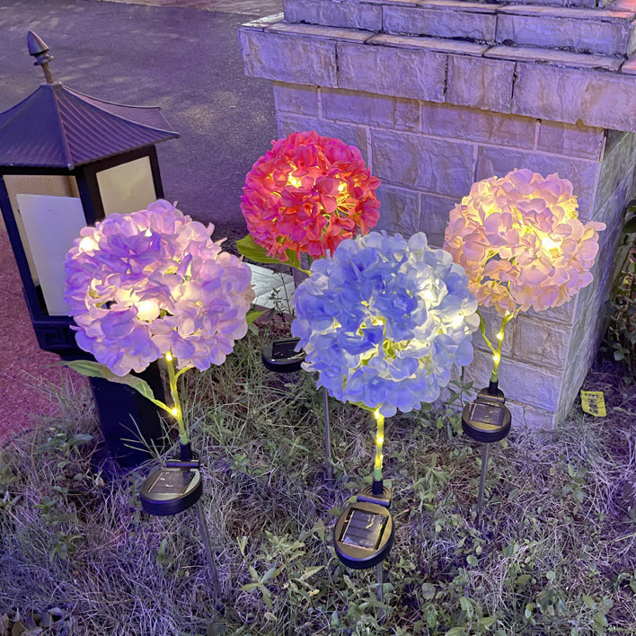 Zeitgenössische kreative solarbetriebenen wasserdichte Hortensie runde PVC Edelstahl LED Außenleuchte für den Garten | Brehn