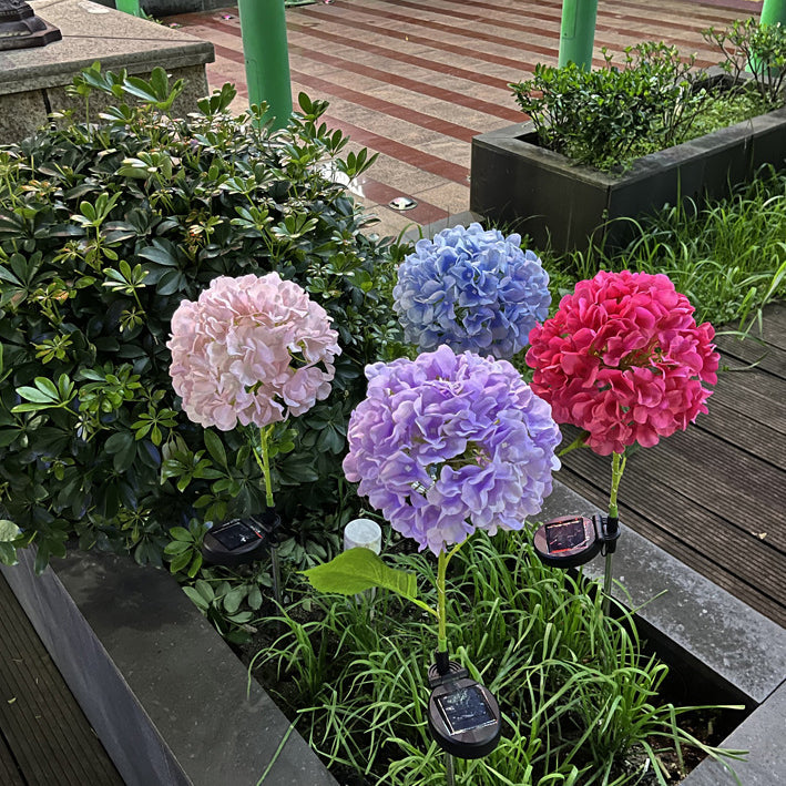 Zeitgenössische kreative solarbetriebenen wasserdichte Hortensie runde PVC Edelstahl LED Außenleuchte für den Garten | Brehn