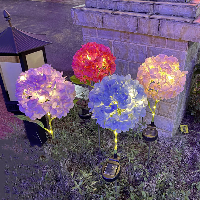 Zeitgenössische kreative solarbetriebenen wasserdichte Hortensie runde PVC Edelstahl LED Außenleuchte für den Garten | Brehn