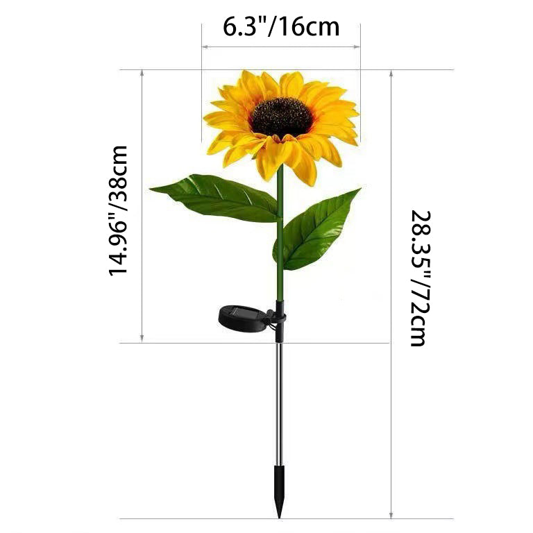 Zeitgenössische kreative solarbetriebene wasserdichte Sonnenblume Seide ABS Edelstahl LED Außenlicht für Garten | Brehn