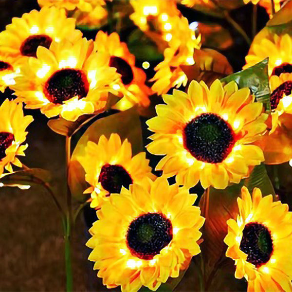 Zeitgenössische kreative solarbetriebene wasserdichte Sonnenblume Seide ABS Edelstahl LED Außenlicht für Garten | Brehn