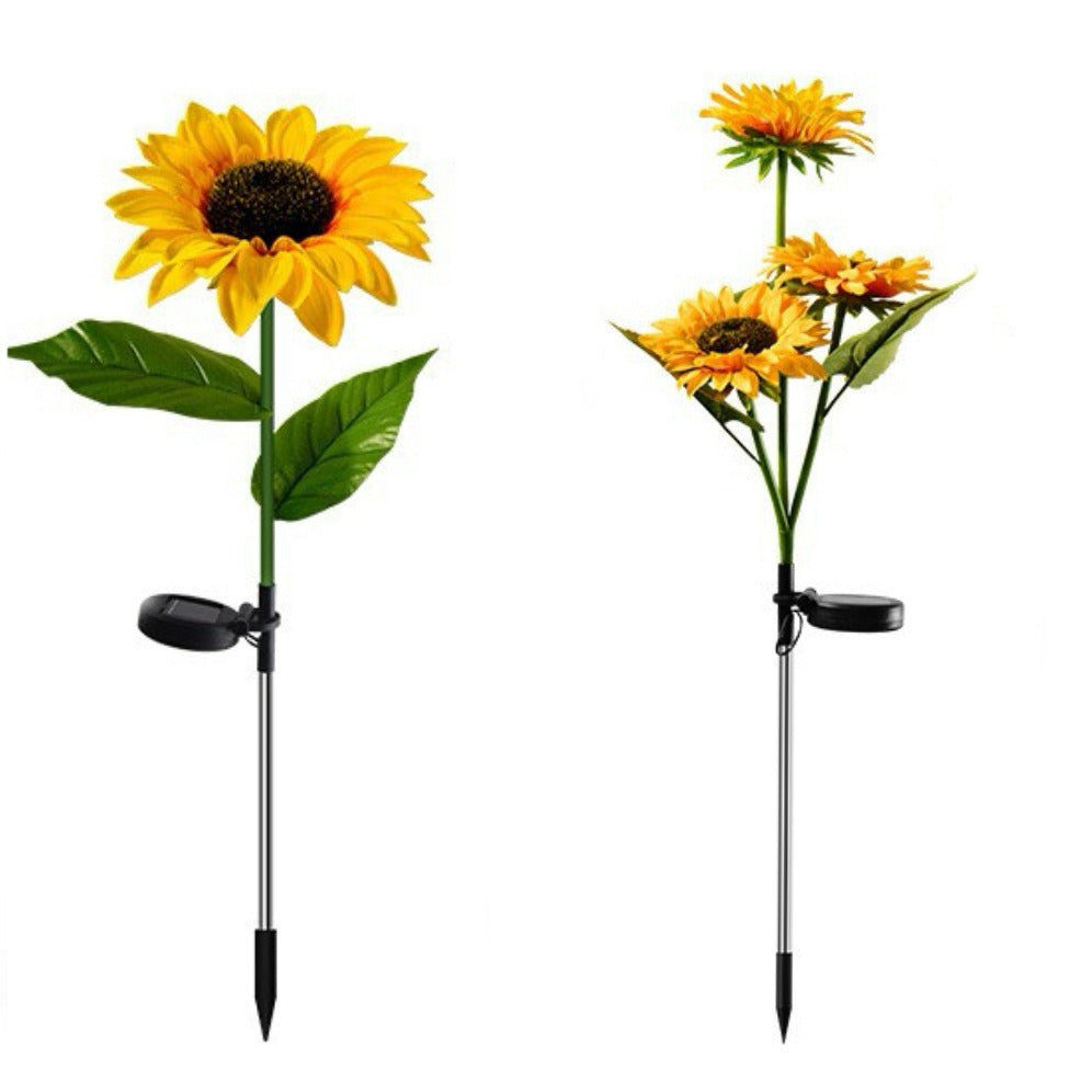 Zeitgenössische kreative solarbetriebene wasserdichte Sonnenblume Seide ABS Edelstahl LED Außenlicht für Garten | Brehn