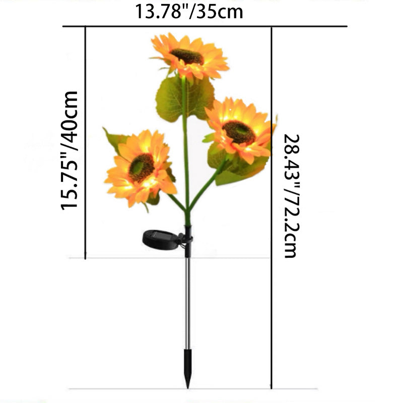 Zeitgenössische kreative solarbetriebene wasserdichte Sonnenblume Seide ABS Edelstahl LED Außenlicht für Garten | Brehn