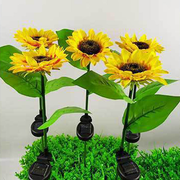 Zeitgenössische kreative solarbetriebene wasserdichte Sonnenblume Seide ABS Edelstahl LED Außenlicht für Garten | Brehn
