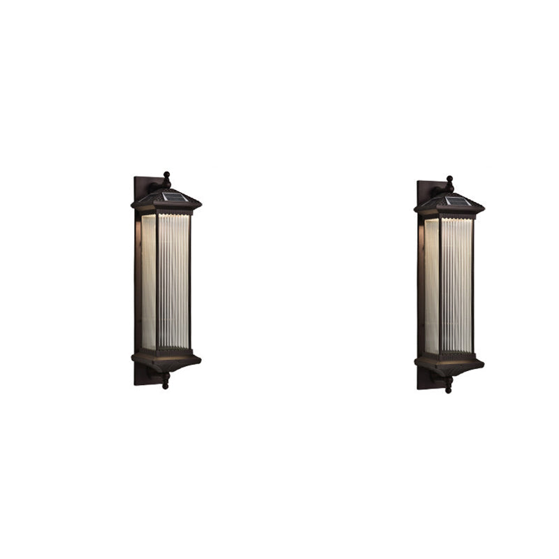 Traditionelles chinesisches wasserdichtes rechteckiges Glas-Metall 1-Licht-Wand sconce Lampe für Außenpatio | Brehn