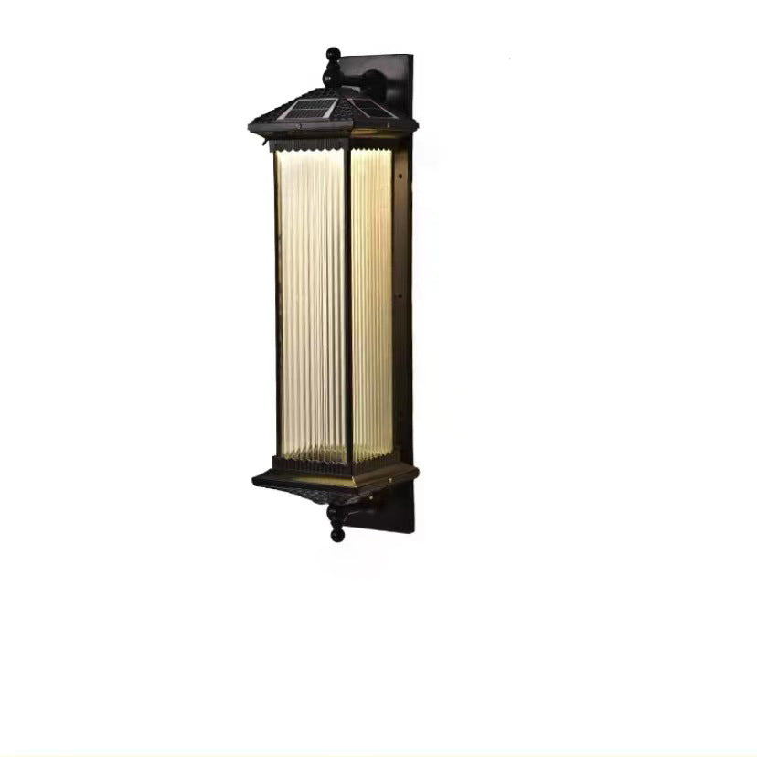 Traditionelles chinesisches wasserdichtes rechteckiges Glas-Metall 1-Licht-Wand sconce Lampe für Außenpatio | Brehn