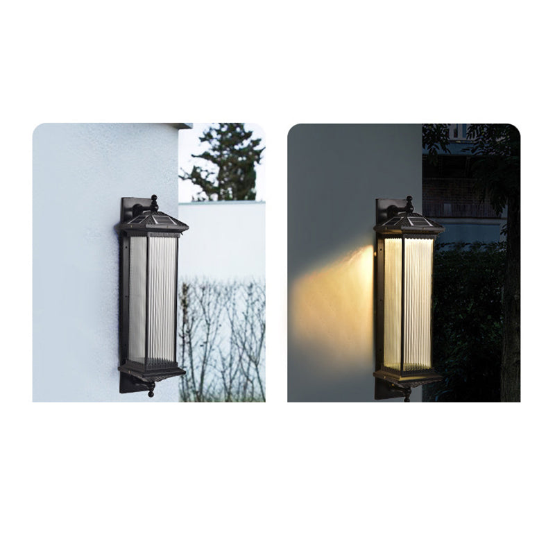 Traditionelles chinesisches wasserdichtes rechteckiges Glas-Metall 1-Licht-Wand sconce Lampe für Außenpatio | Brehn