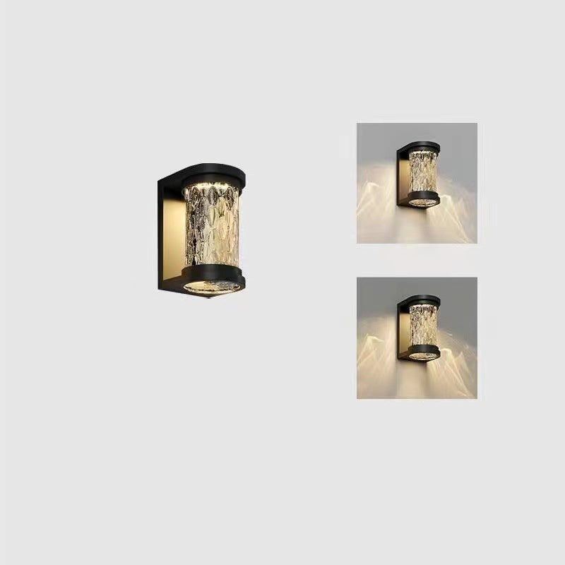 Moderne Luxus Waterproof Zylinder Edelstahl Kristall LED Wandleuchte Lampe für Außenpatio | Brehn