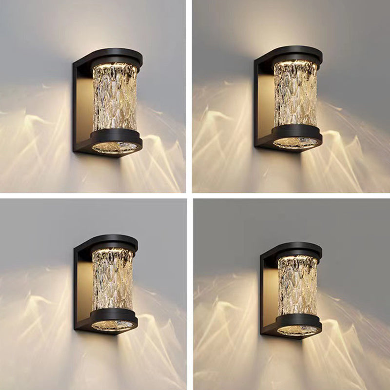 Moderne Luxus Waterproof Zylinder Edelstahl Kristall LED Wandleuchte Lampe für Außenpatio | Brehn