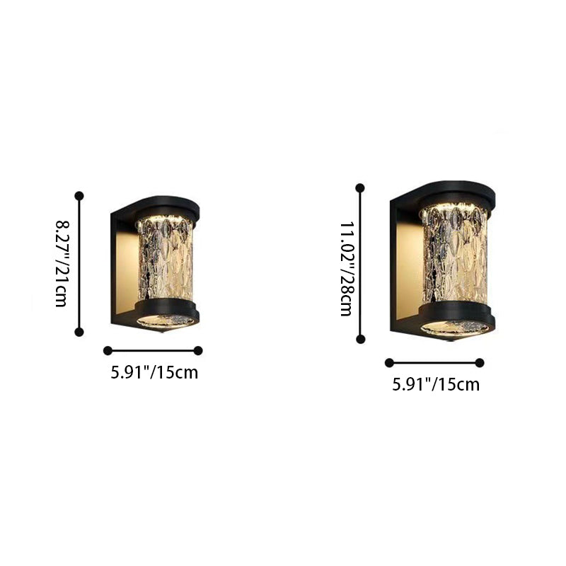 Moderne Luxus Waterproof Zylinder Edelstahl Kristall LED Wandleuchte Lampe für Außenpatio | Brehn