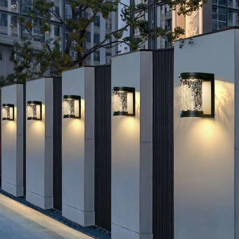 Moderne Luxus Waterproof Zylinder Edelstahl Kristall LED Wandleuchte Lampe für Außenpatio | Brehn