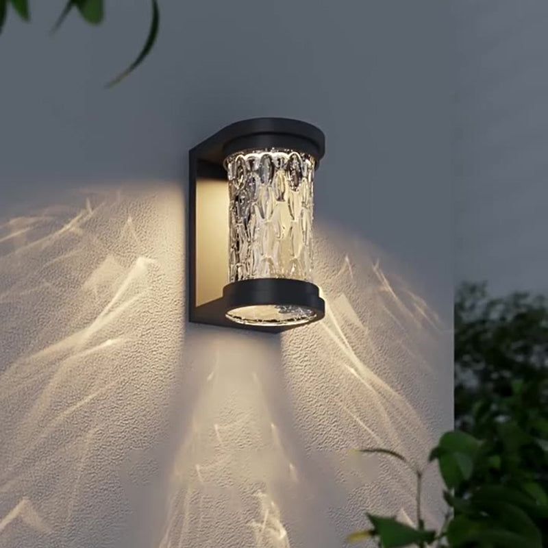 Moderne Luxus Waterproof Zylinder Edelstahl Kristall LED Wandleuchte Lampe für Außenpatio | Brehn