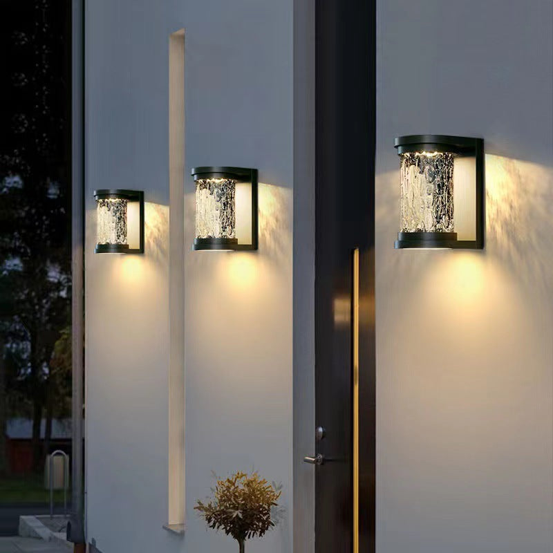 Moderne Luxus Waterproof Zylinder Edelstahl Kristall LED Wandleuchte Lampe für Außenpatio | Brehn