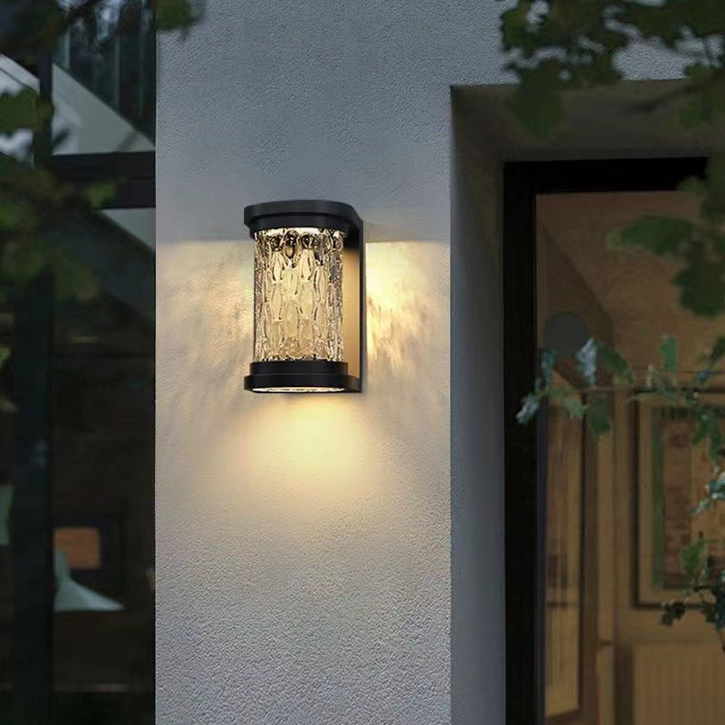 Moderne Luxus Waterproof Zylinder Edelstahl Kristall LED Wandleuchte Lampe für Außenpatio | Brehn