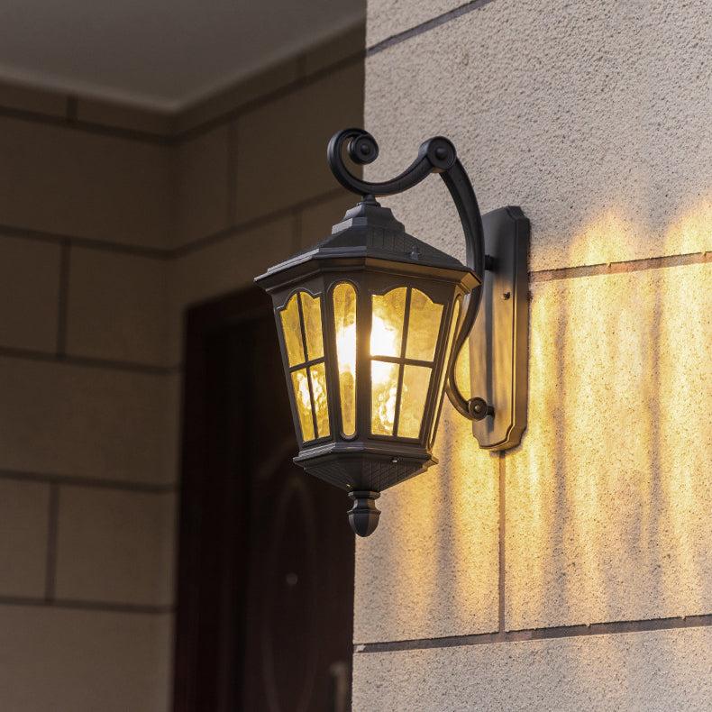 Traditionelle europäische Laterne Wasserdicht Aluminium Glas 1-Licht Wand sconce Lampe Für Außen patio | Brehn