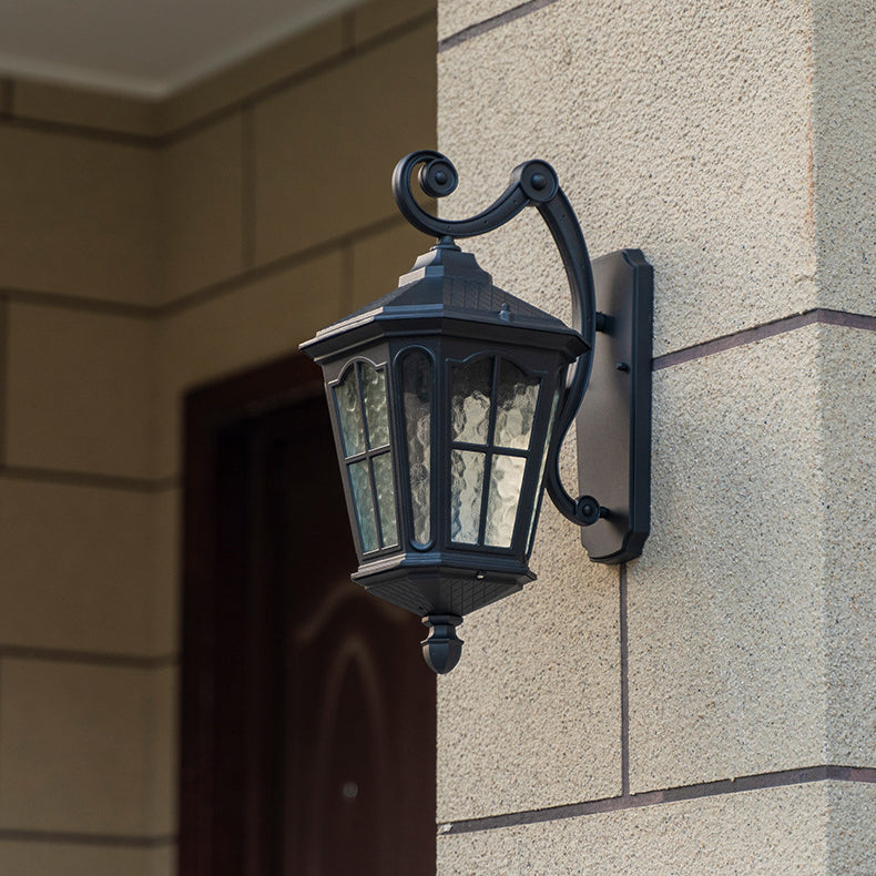 Traditionelle europäische Laterne Wasserdicht Aluminium Glas 1-Licht Wand sconce Lampe Für Außen patio | Brehn