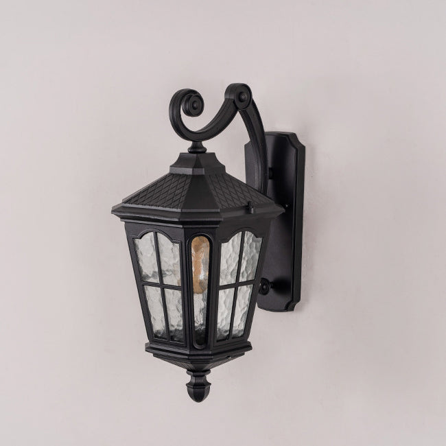 Traditionelle europäische Laterne Wasserdicht Aluminium Glas 1-Licht Wand sconce Lampe Für Außen patio | Brehn