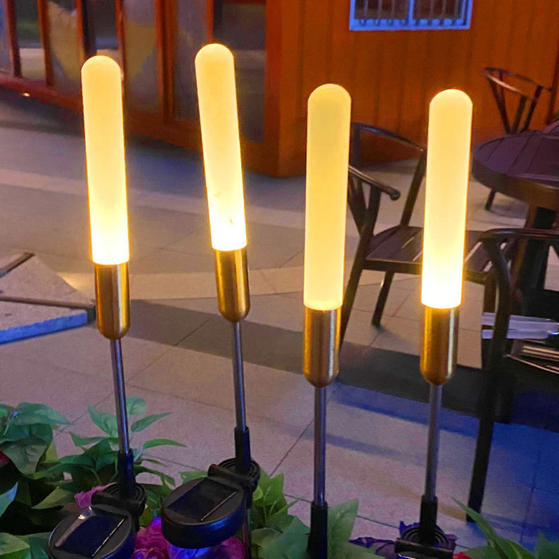 Wasserdichte Solar-Zylinderleuchte aus Acryl, Aluminium, Edelstahl und ABS mit LED-Beleuchtung für den Außenbereich und die Gartengestaltung