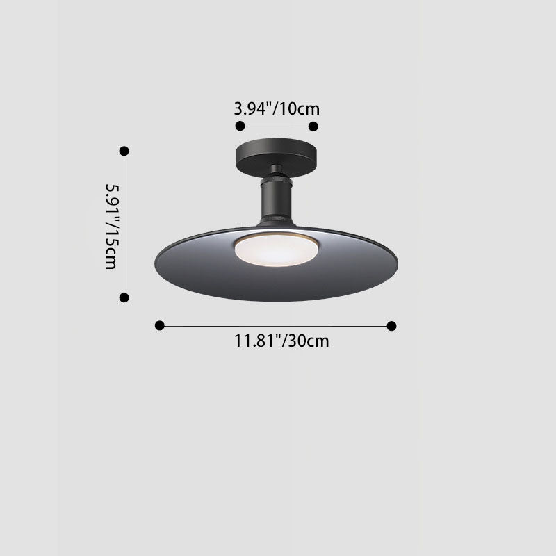 Zeitgenössische industrielle wasserdichte Aluminium runde 1-Licht Semi-Flush-Mount Deckenleuchte für den Außenbereich Patio | Brehn