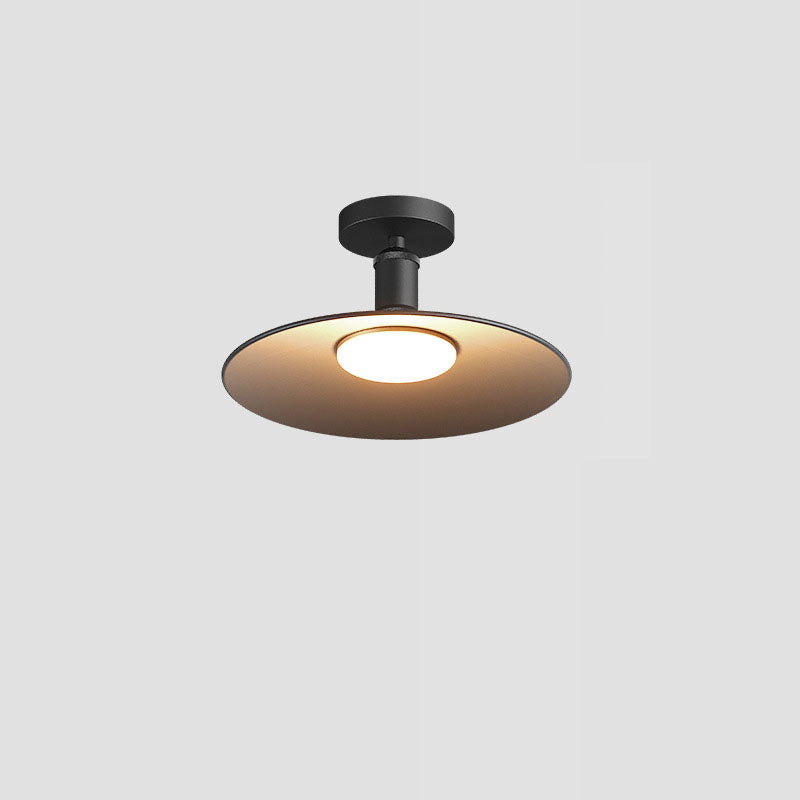 Zeitgenössische industrielle wasserdichte Aluminium runde 1-Licht Semi-Flush-Mount Deckenleuchte für den Außenbereich Patio | Brehn