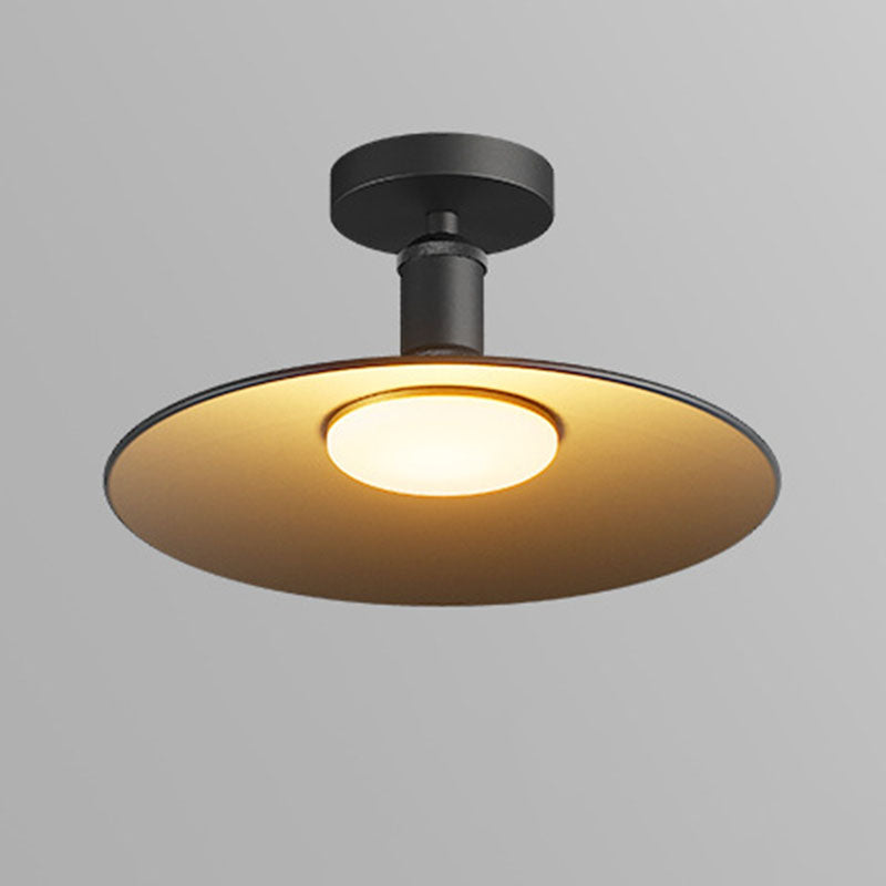 Zeitgenössische industrielle wasserdichte Aluminium runde 1-Licht Semi-Flush-Mount Deckenleuchte für den Außenbereich Patio | Brehn