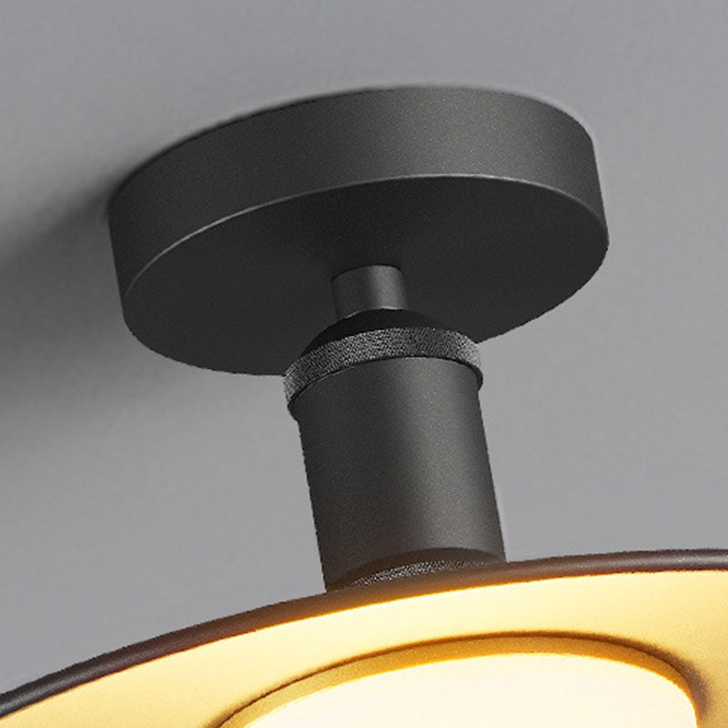 Zeitgenössische industrielle wasserdichte Aluminium runde 1-Licht Semi-Flush-Mount Deckenleuchte für den Außenbereich Patio | Brehn