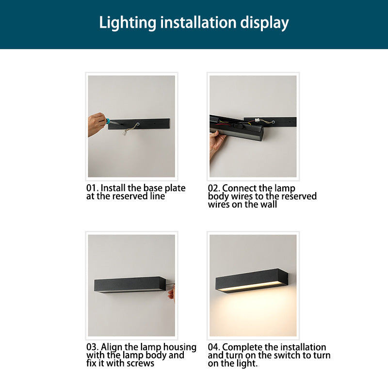 Moderner minimalistischer rechteckiger Balken wasserdichtes Aluminium LED Wandleuchte Lampe für Garten | Brehn