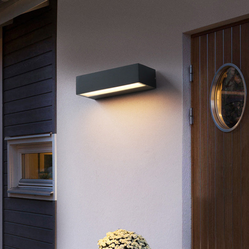 Moderner minimalistischer rechteckiger Balken wasserdichtes Aluminium LED Wandleuchte Lampe für Garten | Brehn