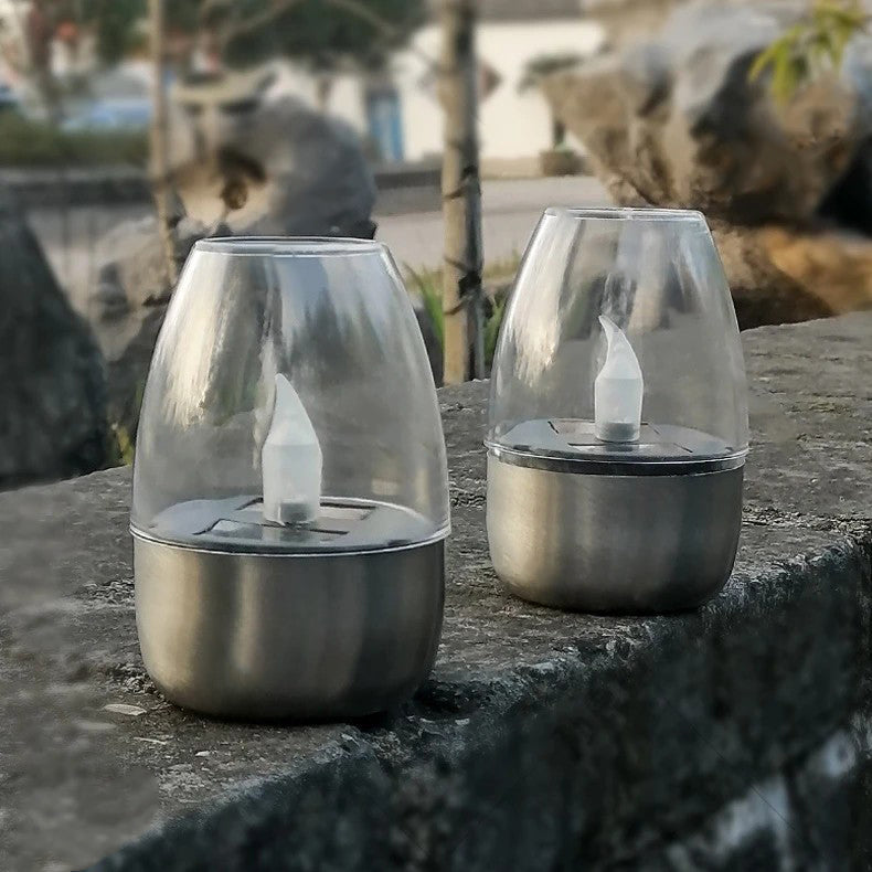 Moderner minimalistischer Kerzenrunde PC Edelstahl LED Außenlicht für den Garten | Brehn