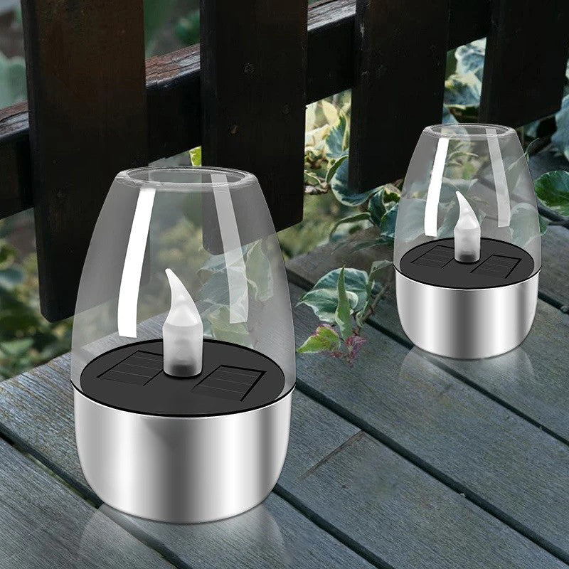 Moderner minimalistischer Kerzenrunde PC Edelstahl LED Außenlicht für den Garten | Brehn