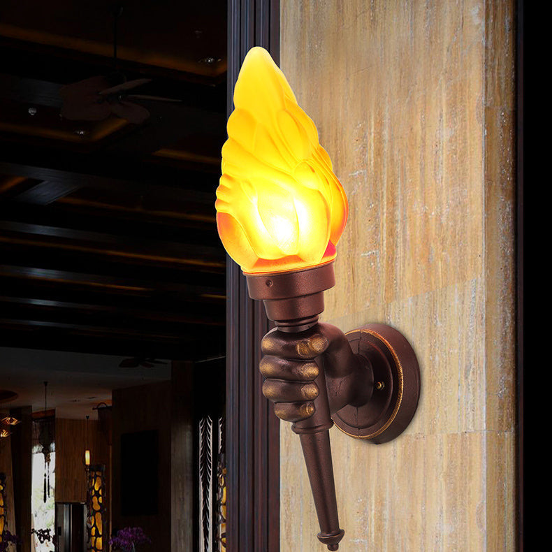 Traditionelle Vintage Fackelträgerform Glas Aluminium 1-Licht Wandlampe Für Außenbereich Patio | Brehn