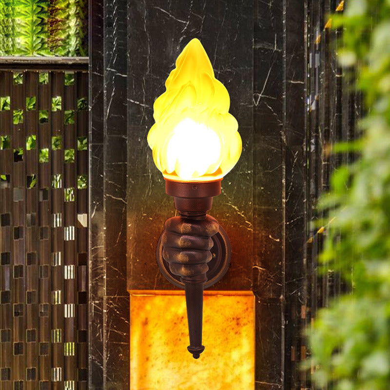 Traditionelle Vintage Fackelträgerform Glas Aluminium 1-Licht Wandlampe Für Außenbereich Patio | Brehn