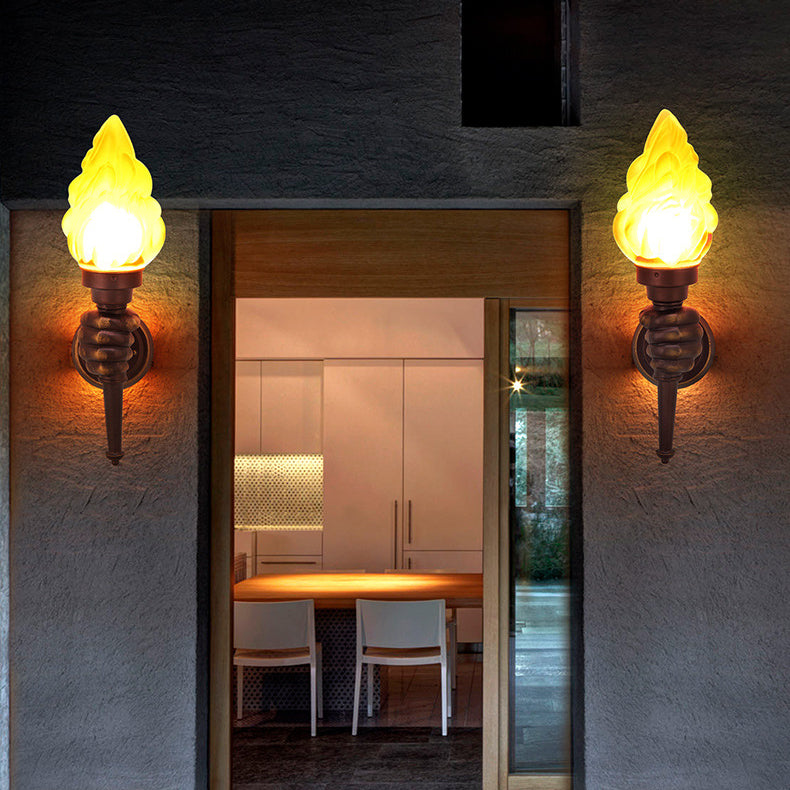 Traditionelle Vintage Fackelträgerform Glas Aluminium 1-Licht Wandlampe Für Außenbereich Patio | Brehn