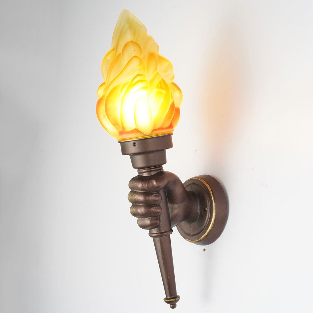 Traditionelle Vintage Fackelträgerform Glas Aluminium 1-Licht Wandlampe Für Außenbereich Patio | Brehn