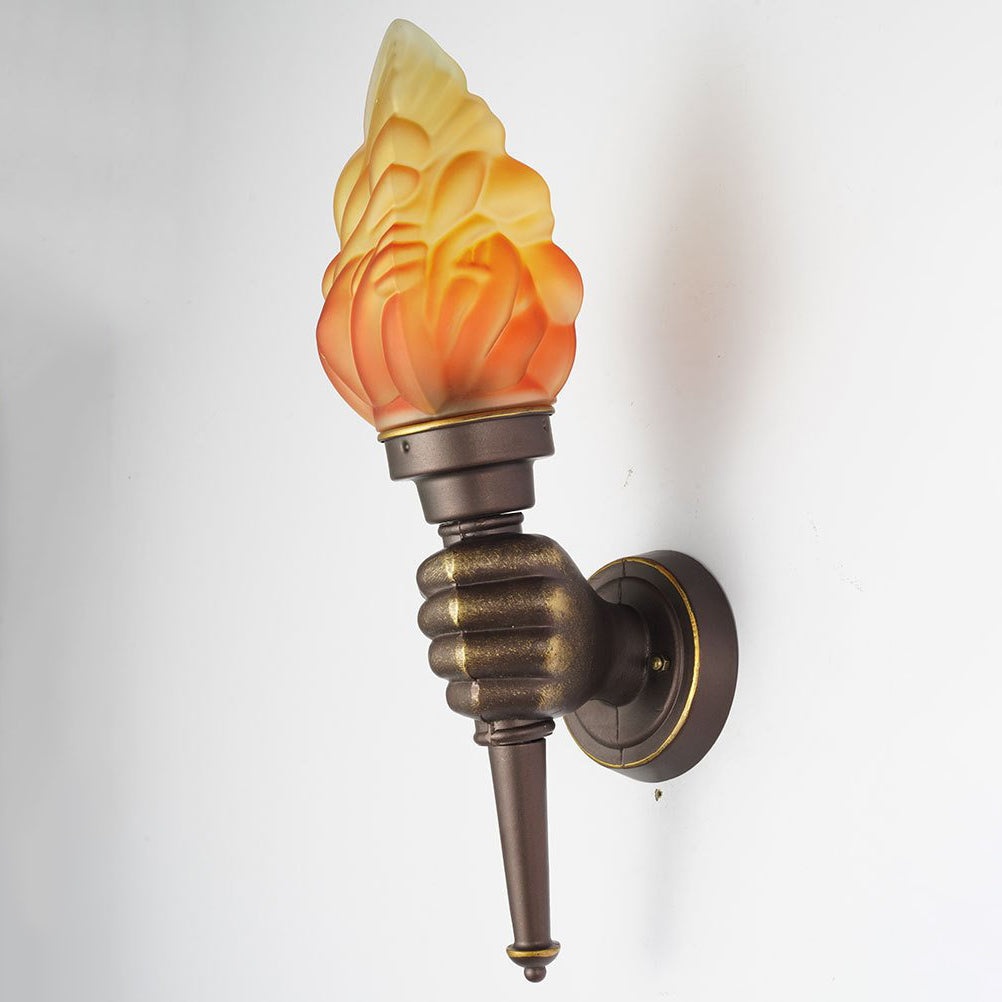 Traditionelle Vintage Fackelträgerform Glas Aluminium 1-Licht Wandlampe Für Außenbereich Patio | Brehn