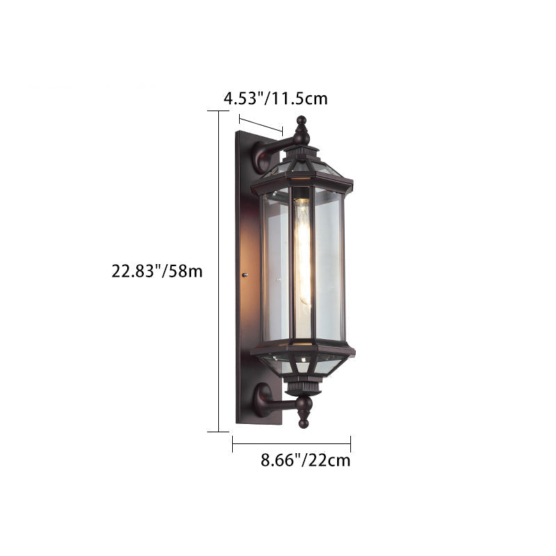 Traditionelle Vintage Achtkantige Quadratische Wasserdichte Glas Aluminium 1-Licht Wand Scone Lampe Für Außenpatio | Brehn