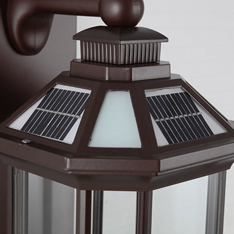 Traditionelle Vintage Achtkantige Quadratische Wasserdichte Glas Aluminium 1-Licht Wand Scone Lampe Für Außenpatio | Brehn