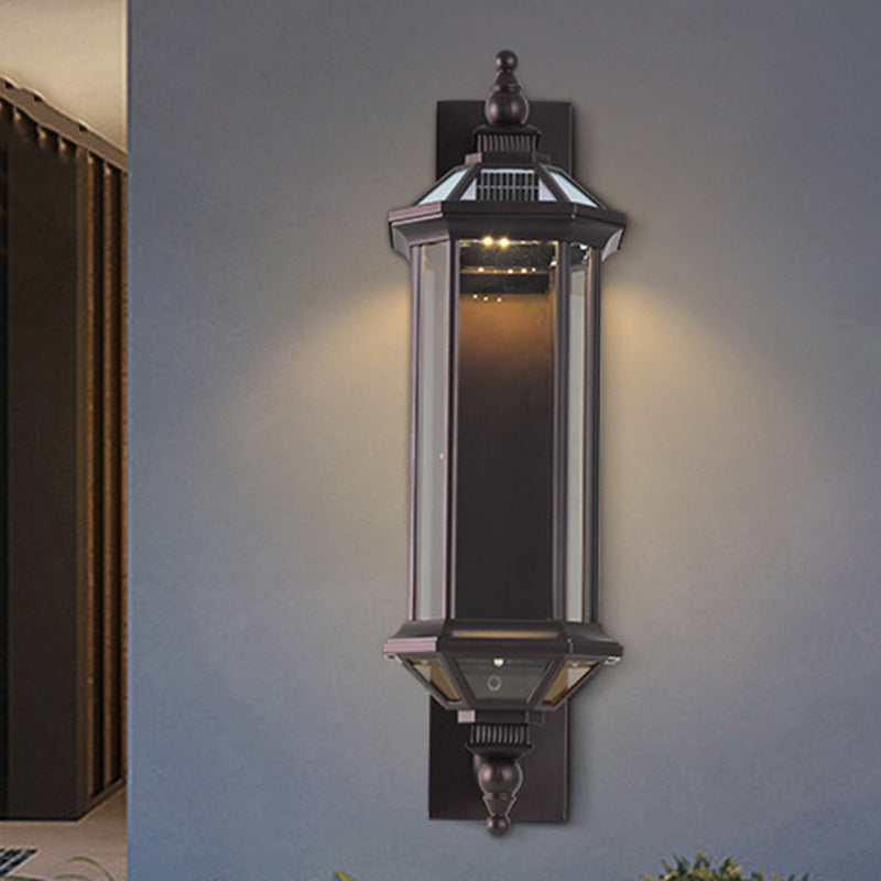 Traditionelle Vintage Achtkantige Quadratische Wasserdichte Glas Aluminium 1-Licht Wand Scone Lampe Für Außenpatio | Brehn