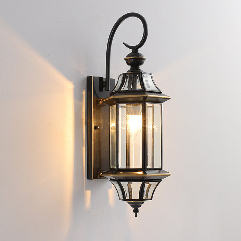 Traditionelle Vintage Runde Zylinder Glas Kupfer 1-Licht Wandleuchte Lampe Für Garten | Brehn