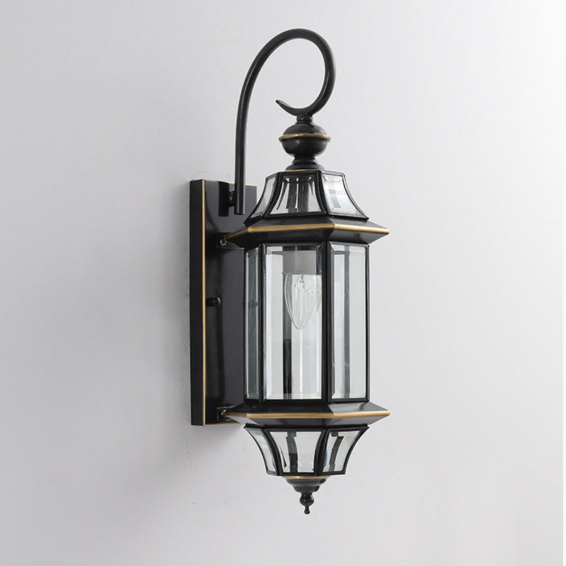 Traditionelle Vintage Runde Zylinder Glas Kupfer 1-Licht Wandleuchte Lampe Für Garten | Brehn